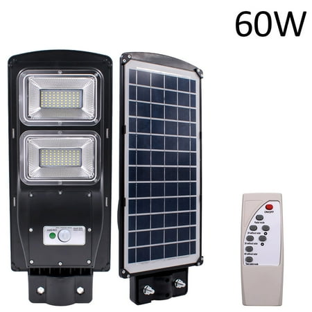 

OWSOO 60W Solar-powered Street With Remote Control 6000lumens 120 LEDs Timing Control Motion Sensor Road Lamp IP67 Waterproof for Roads Yard Garden