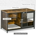 thumbnail image 5 of PawHut Cat Kennel, Furniture Style Dog Cage, Wood & Steel End Table Pet House with Cushion and Sliding Doors, Rustic Brown, 5 of 9