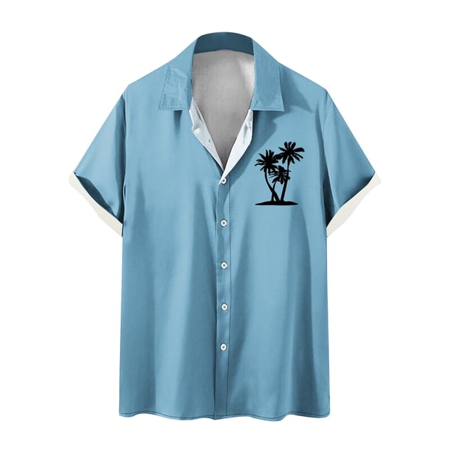 Camisas de Manga Larga para Hombres Blusa Cómoda de Cuello de Impresión, Camisa Casual de Poliéster para Uso Diario, de Fiesta Y de Primavera de Verano