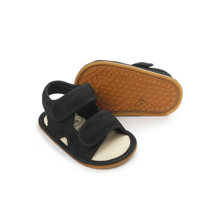 

Daeful Infant Flat Sandal Beach Sandals Fisherman Crib Shoes Walking Mesh Hook And Loop Summer Black 0-6 months