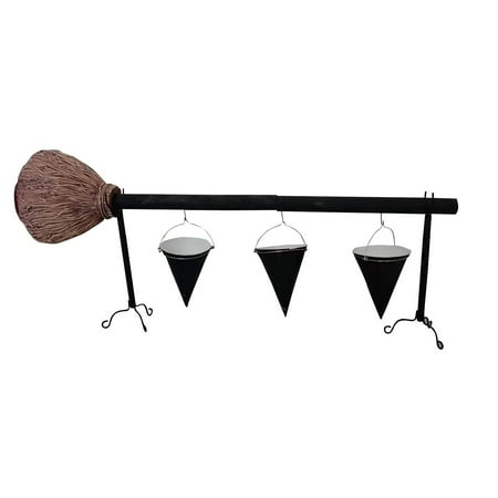 

Halloween witch hat snack bowl rack broom snack bowl rack with detachable basket Halloween family party decoration device (3 hats)