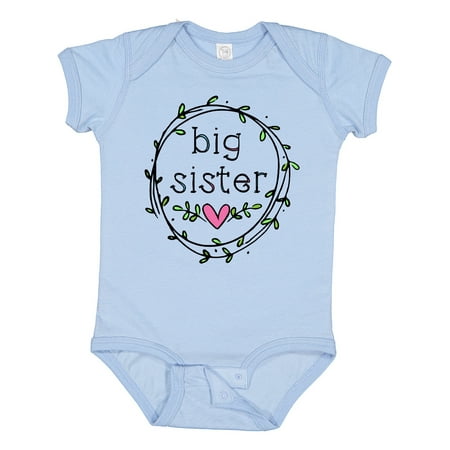 

Inktastic Big Sister Leaves Circle Heart Gift Baby Girl Bodysuit