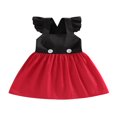 thumbnail image 1 of Baby Girls Princess Dress Contrast Color Flying Sleeves Summer Dress, 1 of 8
