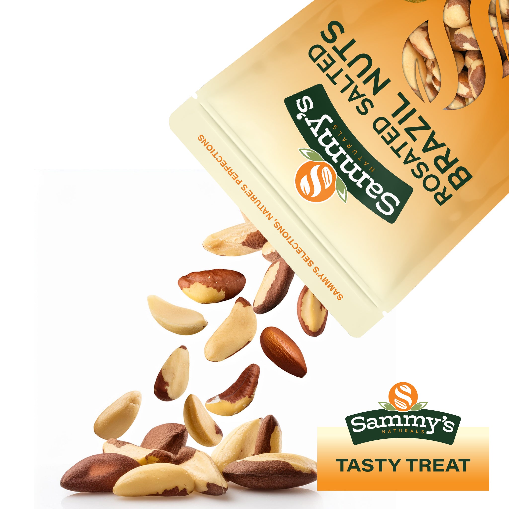 Sammys Roasted Salted Brazil Nuts, Kosher & Non-GMO — Whole, Crunchy, Resealable Bag, 32 oz (2 lb)