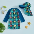 thumbnail image 4 of mgoYE Toddler Boy Swim Shorts Set Toddler Baby Boy Girls One Piece Swimsuit Long Sleeve Zipper Bathing Suit Infant Rash Guard Swimwear with Hat(Navy,6-12 Months), 4 of 7