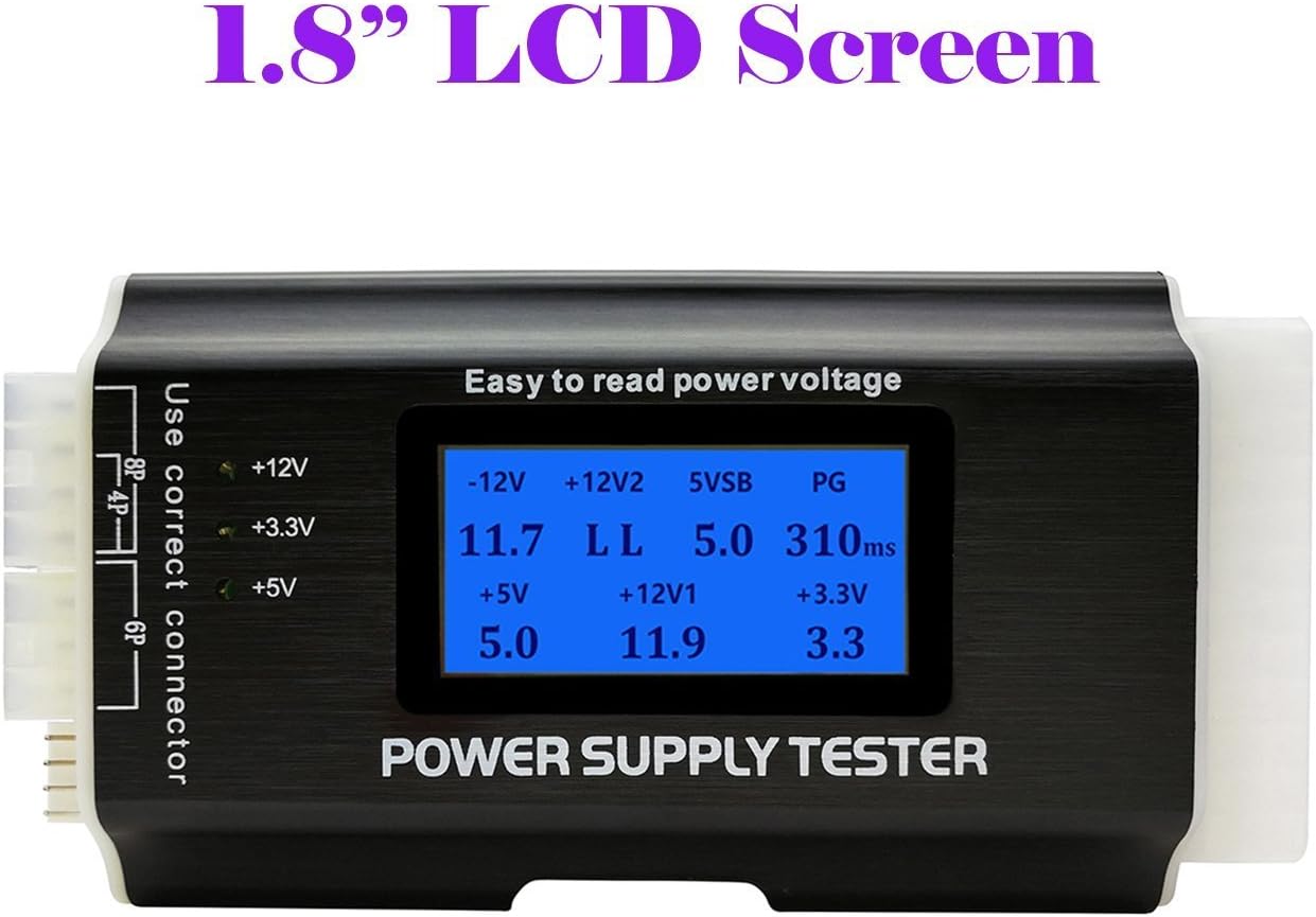Computer PC Power Supply Tester, ATX/ITX/IDE/HDD/SATA/BYI Connectors Power Supply Tester, 1.8'' LCD Screen (Aluminum Alloy Enclosure) - image 2 of 7