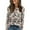 Khaki, variant on Women's Casual Round Neck Pullover Long Sleeve T-Shirt Top with All Over Ditsy Floral Print, Elegant and Comfortable Blouse for Spring and Summer Season,Black,L