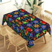 Mexican Cinco de Mayo Tablecloth Mexico Let''s Fiesta Party Decoration Dia De Los Muertos Floral Home Kitchen Dining Room Decor-60×84inches