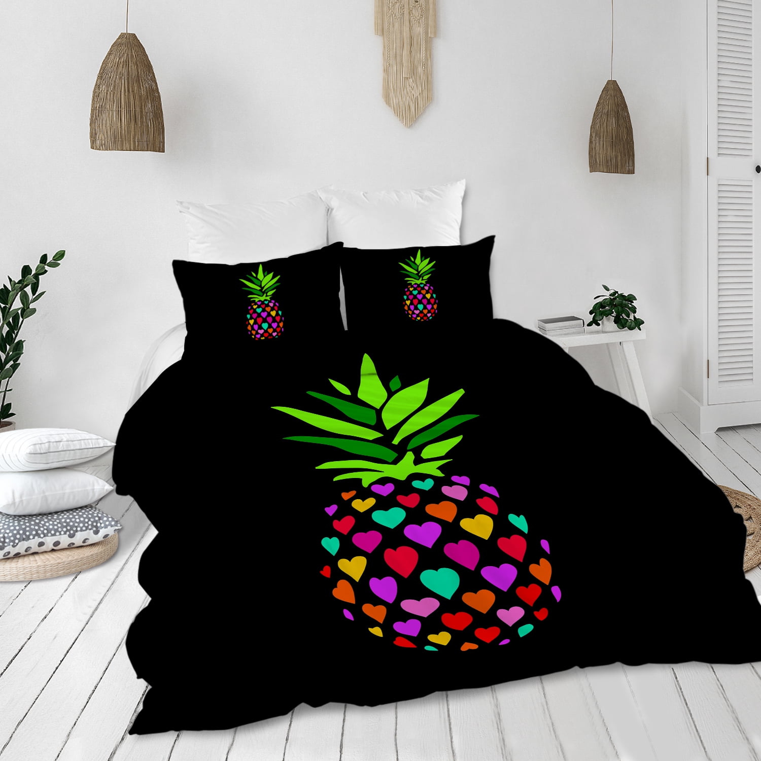 2Pcs Pineapple Printed Bed Pillow Cases Cover Bedding Pillowcase Soft Queen King 