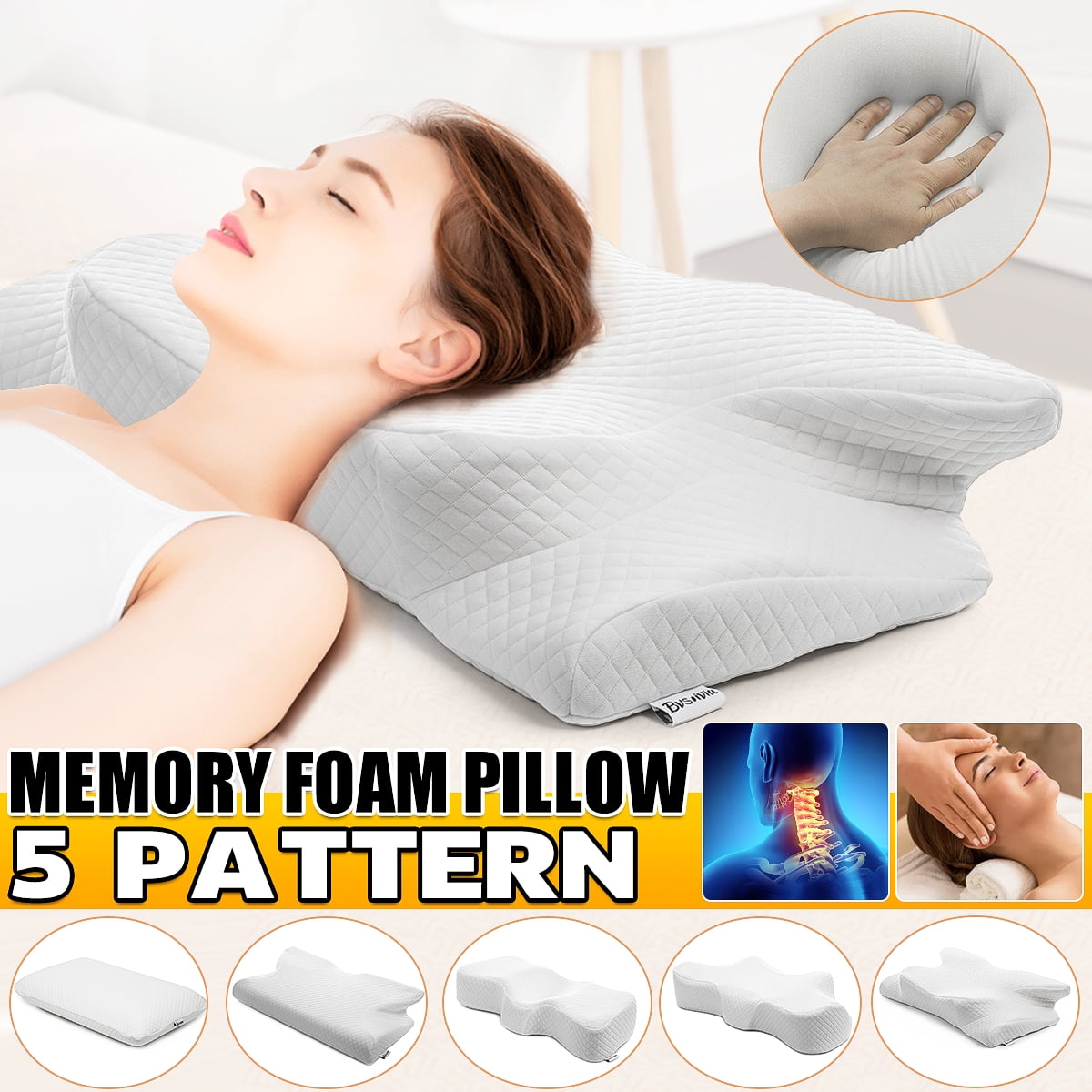 1Pcs Slow Rebound Memory Foam Pillow Cervical Contour For Neck Shoulders 