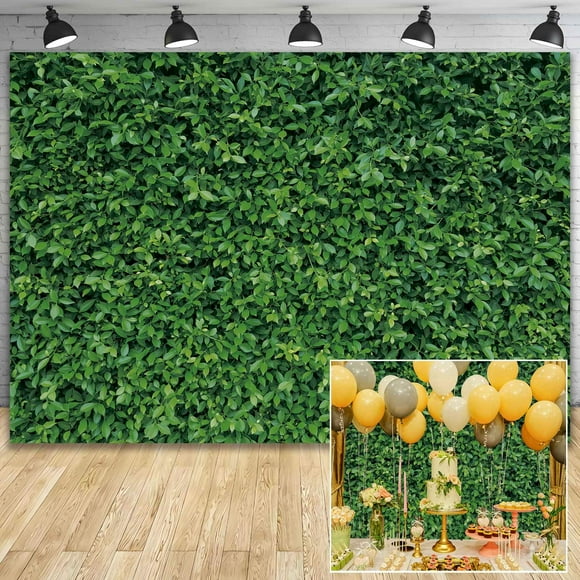 Msocio 8x6ft Polyester Spring Greenery Leaves Grass Nature Photography Backdrop Green Grass Background for Birthday Wedding Safari Dinosaur Baby Shower Party Decorations Banner Portrait Photo Booth