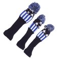 thumbnail image 4 of Funda tejida de hilo de lana para palos de Golf, protección para la cabeza de palos de Golf de madera, n. ° 1/3/5, 3 fundas en 1, azul y blanco, 4 of 10