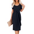 thumbnail image 4 of Vestido de vendaje con cuello redondo y manga corta para mujer, informal, para adelgazar Fridja  qw4055, 4 of 9