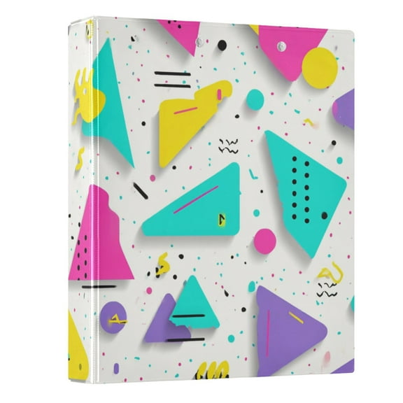 Three Ring Binder Abstract 90s Pattern 1.5 Inch Round Binder D-Rings for Office Supplies and More