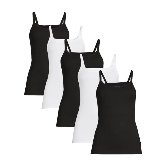 No Boundaries Ribbed Cami Top, 5-Pack, Women's XXS-XXL
