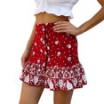 thumbnail image 1 of Aayomet Mini Skirts for Women Skirt Red Printed A Line Mini Skirt With Ruffle Hem (Red, S), 1 of 5