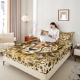 thumbnail image 4 of Manfei Kids Leopard Wildlife Twin Sheet Sets, Jungle Animal Twin Fitted Sheet, Fashion Cheetah Print Flat Sheet, Microfiber Bedroom Decor, 3 Pieces, 4 of 7