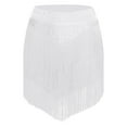 thumbnail image 2 of TiaoBug Women Tassel Latin Dance Skirt Irregular Hem Length Fringe Salsa Tango Rumba Dancewear White XL, 2 of 6