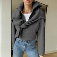 thumbnail image 1 of Abrigo Suéter de media cremallera para mujer, suéter suelto informal, suéter holgado y acogedor, prendas de vestir Cgtredaw Gris T M para Mujer, 1 of 6