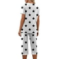 thumbnail image 4 of Womens Pajamas Set Short Sleeve V Neck Top with Capri Pants with Pockets Casual Sleepwear Pjs Loungewear Sets S-XXL, 4 of 6