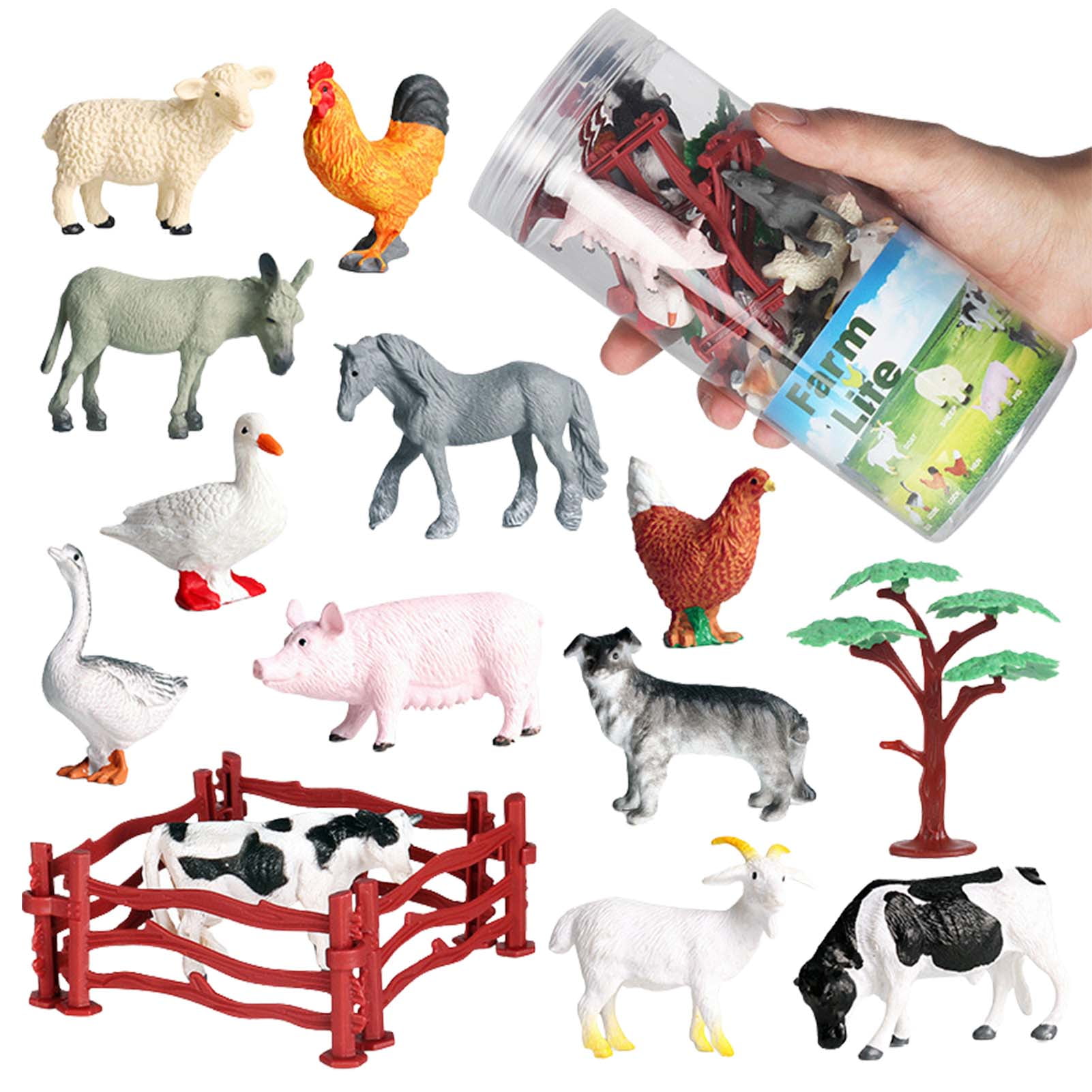12pcs Farm Animals Figures Realistic Simulation Jumbo Domestic Animal Toys 