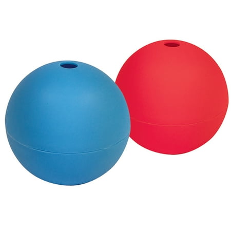 Round Ice Balls Better Kitchen Products, Extra Large Ice Ball Maker Molds, Set of 2, Silicone, 6cm Round Ice Balls for Whiskey, Bourbon, Drinks, Blue & Red ()
