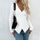 thumbnail image 2 of Jersey de manga larga con cuello en V para mujer: top de punto liso, corte ajustado para uso informal/al aire libre, tallas S-XL, 2 of 5