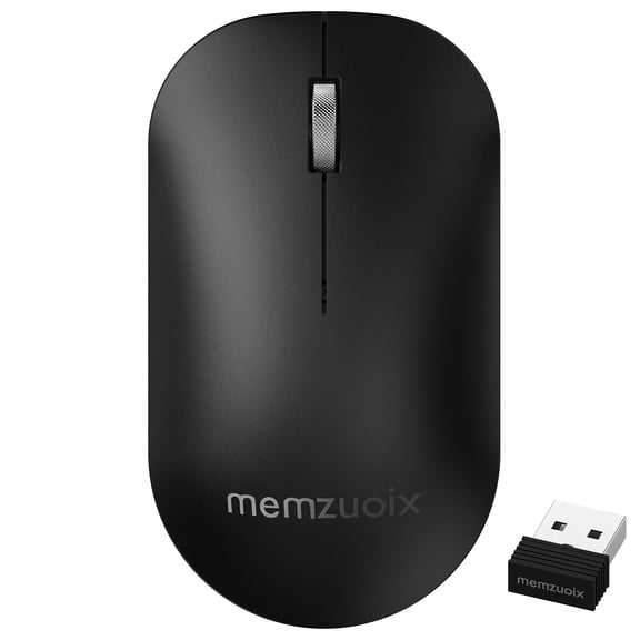 2.4GHz Wireless Mouse, Silent Click Portable Mouse with 1600 DPI Precision Optical Sensor, USB Receiver, Plug and Play Compact Mouse for PC, Laptop, MacBook, Chromebook, Chrome OS, Black