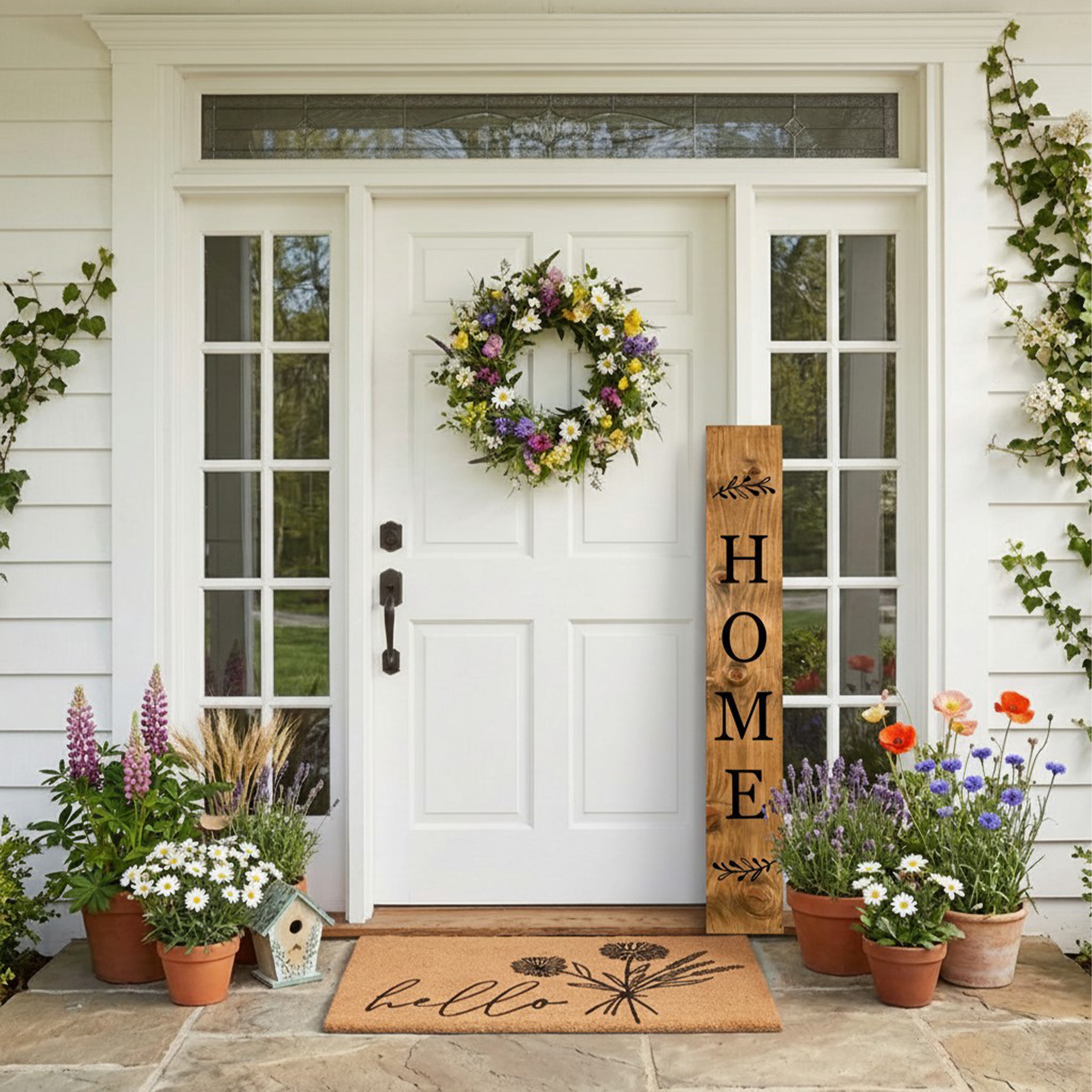 Calloway Mills 118115907 Welcome to our Home Black Porch Leaner, 59" x 7.25"