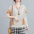 thumbnail image 2 of Tops de Cuello en V para las Mujeres de Moda Retro Bordado Blusa de Manga Corta, Imitación Algodón Tirar Marco para el Verano Casual Y el Uso de Vacaciones, 2 of 6