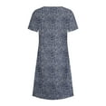 thumbnail image 4 of Summer Dress Saving! Women's Casual Plus Size Bohemian Print Short Sleeve Beach Dress Knee Length Dress Navy S, 4 of 5