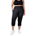 thumbnail image 2 of INERZIA 2 Pack Womens Plus Size Cropped Joggers with Pockets Capri Length Plus Size Sweatpants For Women Black and Black 2X, 2 of 5