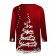 thumbnail image 5 of Up to 65 off!Lolmot Christmas 3/4 Sleeve Tops for Women Fashion Snowflake Christmas Print Graphic Tee Shirts Casual Crew Neck Tee Tops Blouse, 5 of 5