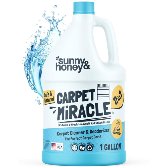 Sunny & Honey Carpet Cleaner Solution - Deep Stain Remover & Surface Deodorizer - Pet & Rug Cleaner - Upholstery Cleaning for Machine Use (128 fl oz,