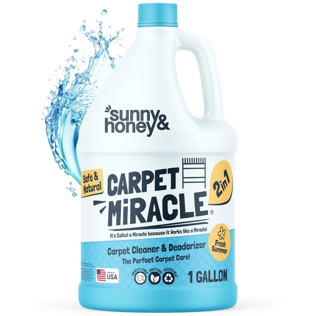 Sunny & Honey Carpet Cleaner Solution - Deep Stain Remover & Surface Deodorizer - Pet & Rug Cleaner - Upholstery Cleaning for Machine Use (128 fl oz,
