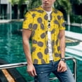 thumbnail image 6 of Zufioo Summer Pineapple Print Men's Baseball Short Sleeve, Moisture Wicking Button-Down Hip Hop Tee-X-Large, 6 of 7