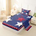 thumbnail image 2 of Manfei Stars Print Twin Sheets,Red Blue Bedding,3 Pieces,1 Fitted Sheet and 1 Pillowcase, 2 of 6