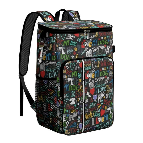 Travel Cooler Bag - I Love My Dogs Art Camping Beer Cooler Backpack with Bottle Opener- Waterproof Insulated Picnic Backpacks - Cooler Bag for Beach