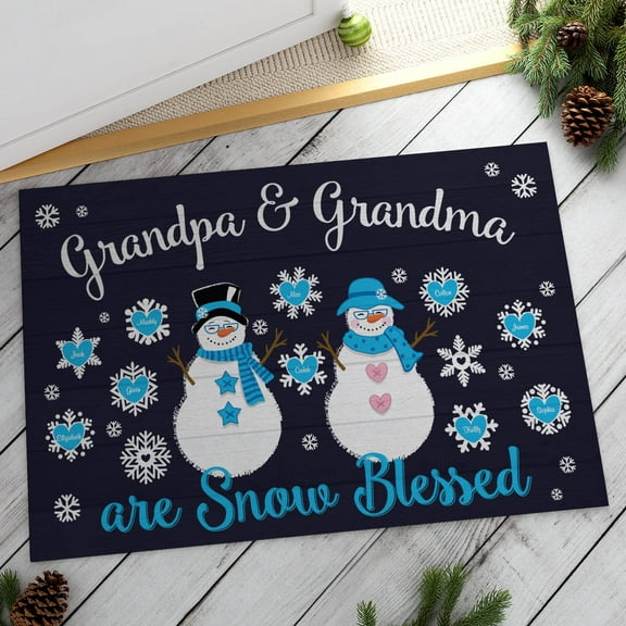 Snow Blessed Personalized Doormat