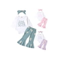 thumbnail image 3 of Michellecmm  Baby Pants Sets Long Sleeve Letter Print Romper Floral Pants Headband, 3 of 9