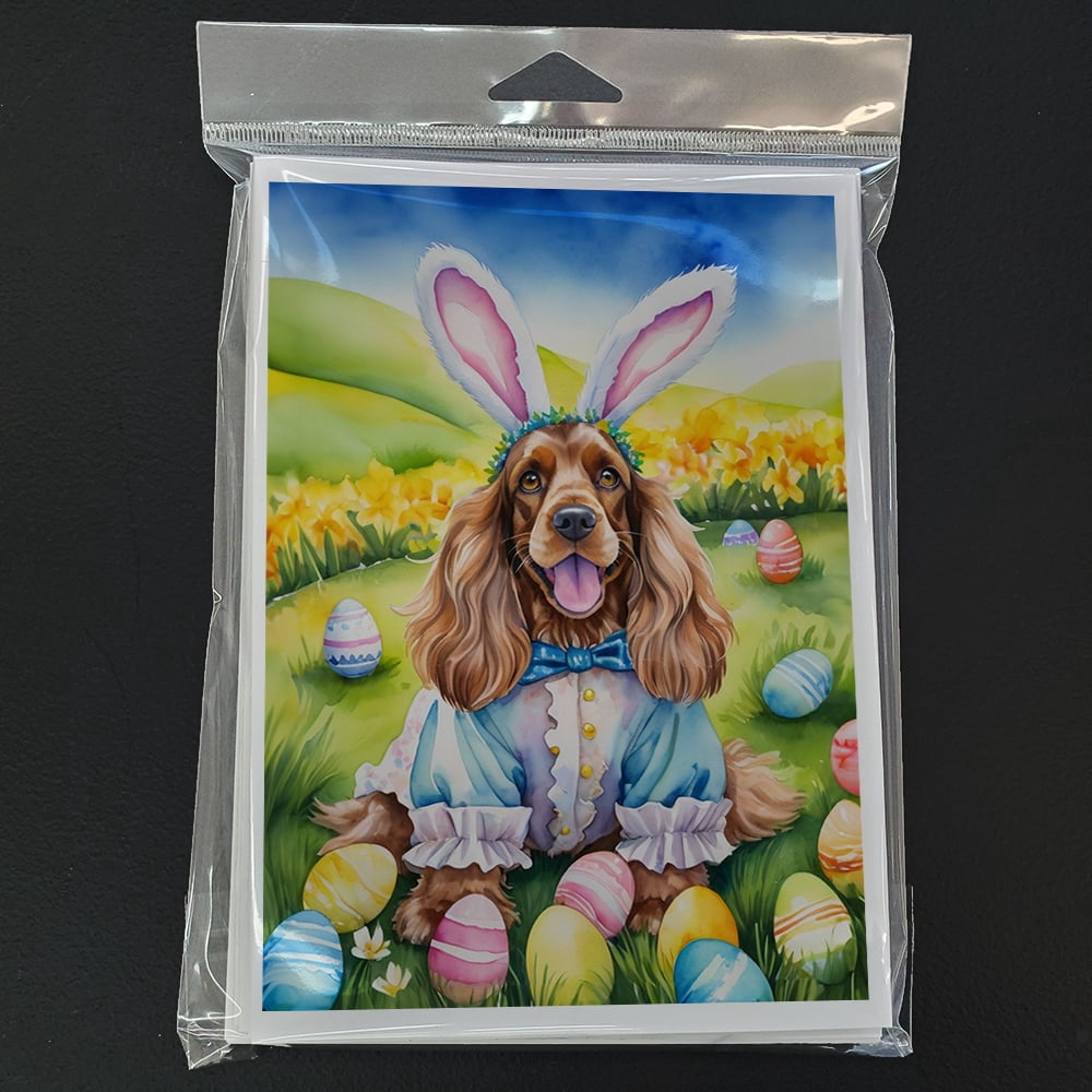 Cocker Spaniel Easter Egg Hunt Greeting Cards Pack of 8 7 in x 5 in