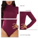 thumbnail image 5 of Body De Mujer, Cierre A Presión, Color Puro, Manga Larga, Otoño, Transpirable, Cuello Alto, Alta Elasticidad, Delgado Para Viajes Para Dama ANGGREK Otros, 5 of 6