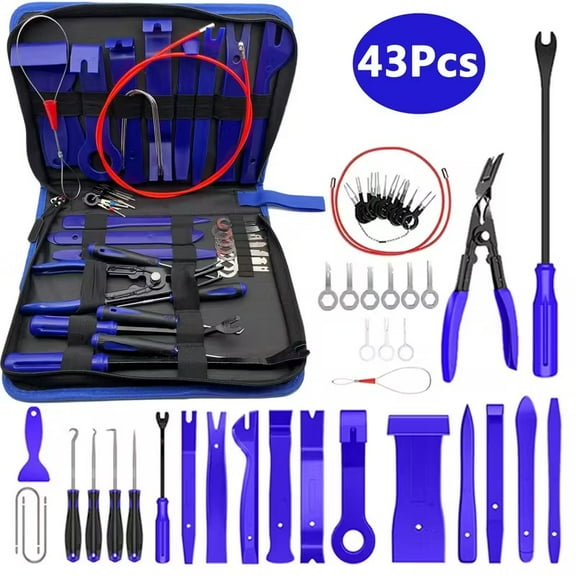 43 Pcs Car Interior Disassembly Tool Decoration Pry Off Tool Car Disassembly Tool Kit Door Panel Radio Stereo Instrument Terminal Repair Kit