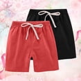 thumbnail image 2 of KAUOD Boys Girls Casual Shorts 2 Pack Elastic Waist Light Wide Leg Midi Shorts Summer Beach Solid Cute Short Pants, 2 of 3