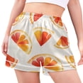 thumbnail image 2 of Women's Satin Pajama Shorts Watercolor Grapefruit Slices with Pockets, Elastic Waist Sleep Lounge Shorts, 2 of 7