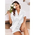 thumbnail image 4 of Ekouaer Womens Satin Pajamas Set Button Down Silk 2 Piece Pj Sets Ruffled Short Sleeve Sleepwear, 4 of 6