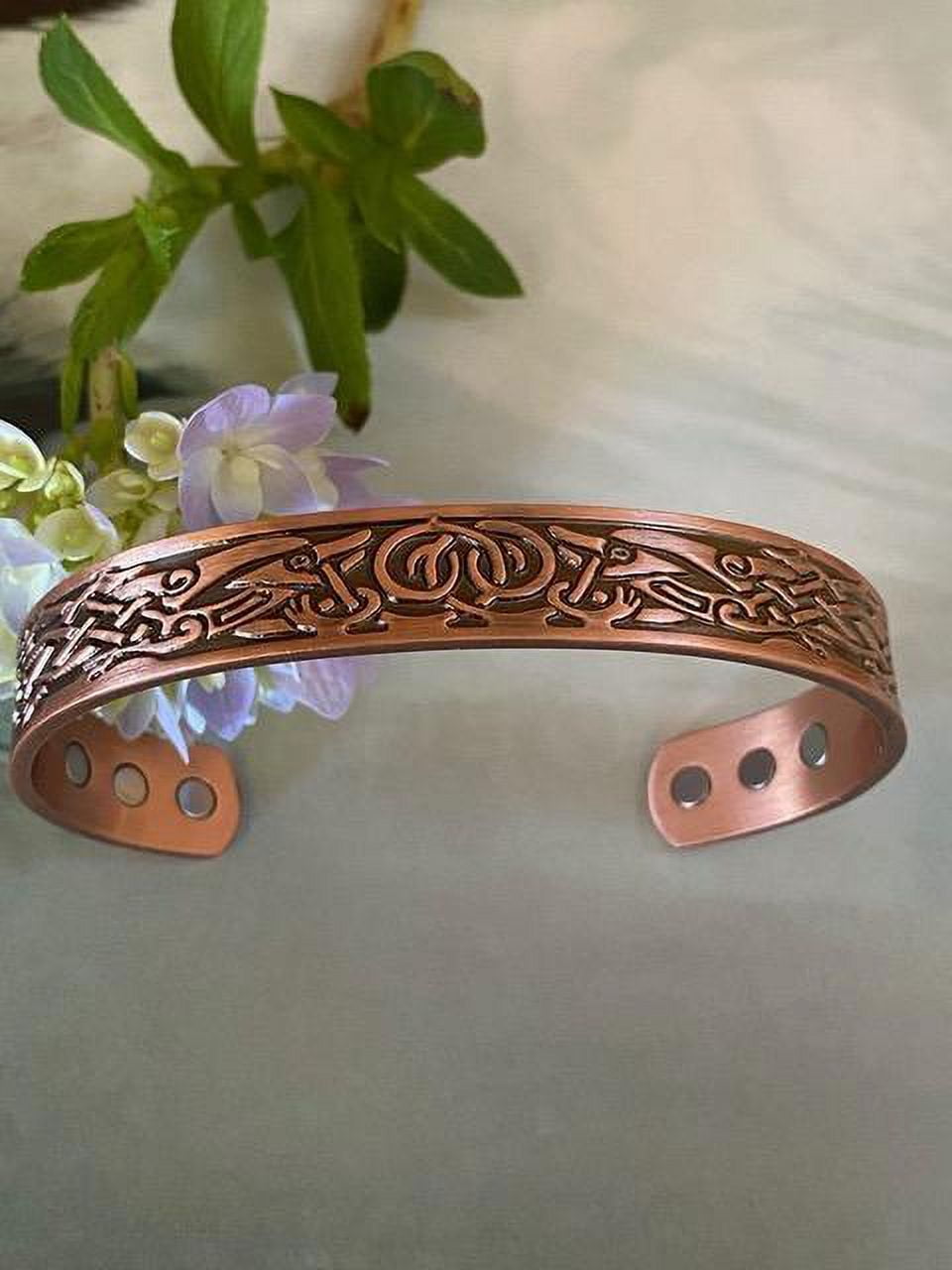 Men's 8 Inch Solid Copper Magnetic Cuff Bracelet CBM175 - 1/4 of an inch wide.