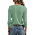 thumbnail image 5 of Women's Casual Shirts Long Sleeve Tops Crewneck Tshirts Fall Clothes | Breathable Comfort Lightweight Basic Tees, Light Green M, 5 of 6