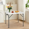 thumbnail image 2 of NiamVelo 34" Small Folding Table Square Foldable Table White Table with Handle Plastic Table Collapsible Dinning Table Party Table for Indoor& Outdoor,Easy to Use and Carry, White, 2 of 9