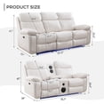 thumbnail image 2 of 3 Pieces Power Recliner Chair Sectional Sets,White Faux Leather 3 Seater Reclining Sofa,Loveseat Recliner Chair, Single Seater Recliner for Living Room Furniture Sets Home Theater Seating with Speaker, 2 of 7